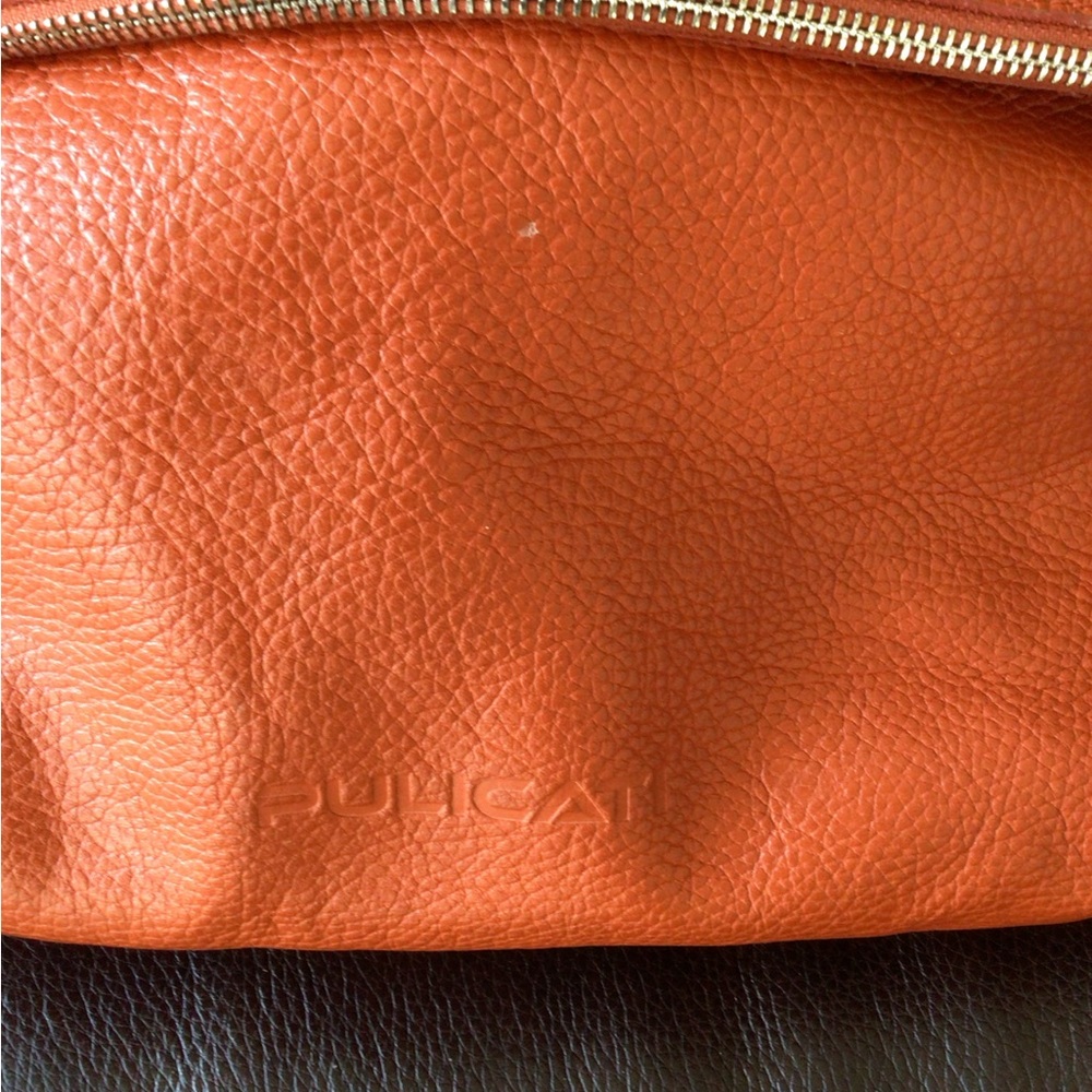 Pulicati Italy Orange Leather Hobo Shoulder Bag - Picture 2 of 6